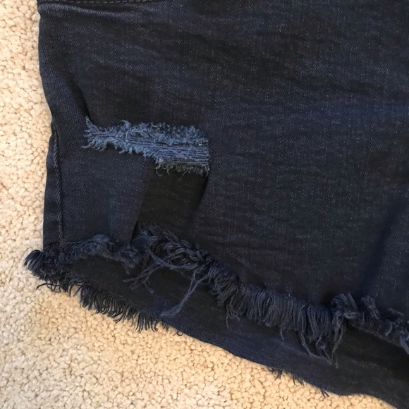 Billabong Distressed Button Fly Denim Shorts Size 26 Dark Blue Low Rise - Picture 9 of 14